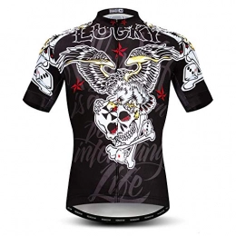 JPOJPO Clothing Mens Cycling Jersey Short Sleeves Mountain Bike Shirt MTB Top Zipper Pocket Reflective Skull