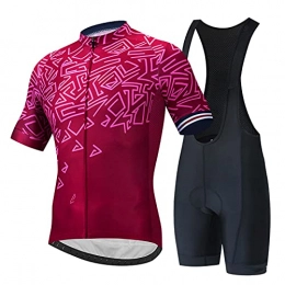 Mens Cycling Wear, Mountain Bike Cycling Jacket, Summer Short-Sleeved Bib Shorts, Quick-Drying and Breathable for Outdoor Cycling and Fitness