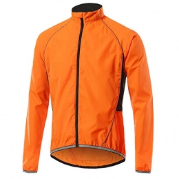 Mens Waterproof Cycling Jacket, Breathable Reflective Windbreaker Running Jacket, Lightweight Softshell Mountain Bike Clothes Tops, for Cycling, Running, Outdoor-Orange XL