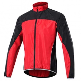 KELIHAIL Clothing Mens Waterproof Cycling Jacket, Breathable Reflective Windbreaker Running Jacket, Ultralight Softshell Road Mountain Bike Clothing, for Climbing, Hiking, Riding, Running-Red M