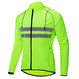 KELIHAIL Clothing Mens Waterproof Cycling Jacket, Windproof Breathable Reflective Running Jacket Windbreaker, Lightweight Softshell Long Sleeve Mountain Bike Jersey, for Cycling, Running, Outdoor-Green L
