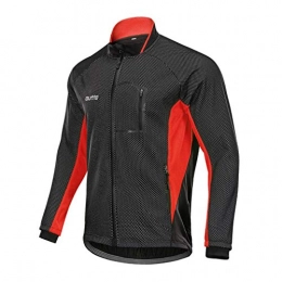 MHSHXY Clothing MHSHXY Cycling Jersey Men Autumn And Winter Fleece Long Sleeve Waterproof Windproof Mountain Bike Bicycle Clothing Sports Jacket Red-L