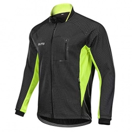 MHSHXY Clothing MHSHXY Mens Cycling Jacket Long Sleeve Winter Sportswear Waterproof Windproof Thermal Fleece MTB Bike Racing Cold Wear T-Shirt Green-XXXL