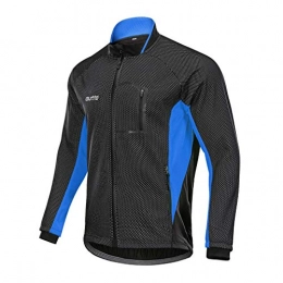 MHSHXY Clothing MHSHXY Mens Cycling Jersey Breathable Waterproof Windproof Warm Thermal Long Sleeve Jacket MTB Mountain Bike Jacket Blue-XXXXL