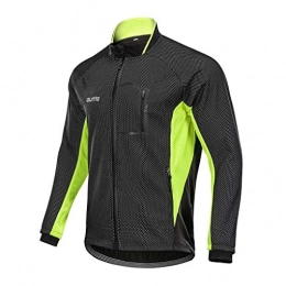 MHSHXY Mens Cycling Jersey Breathable Waterproof Windproof Warm Thermal Long Sleeve Jacket MTB Mountain Bike Jacket Green-M