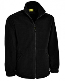 MIG - Mud Ice Gravel Mens Full Zip Classic Fleece Jackets Sizes XS to 4XL Suitable for Work & Leisure (L - Large, Black)