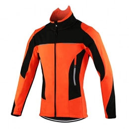mnzncrfee Clothing mnzncrfee Men's Winter Cycling Jacket Thermal Fleece Softshell MTB Bike Outwear Windproof Waterproof, Orange, M