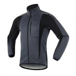 mnzncrfee Clothing mnzncrfee Winter Cycling Bike Jacket for Men, Fleece Thermal Running Coat Windproof Breathable Mountain Biking Softshell Jacket, Gray, L