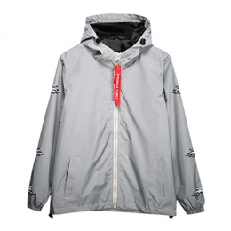 MOTOCO Reflective Jacket Hoodies Men Women Thin Zipper Letter Pocket Print Causal Unisex Hooded Outdoor Sport Coat(XL,Gray-5)