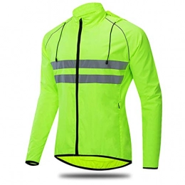 Pateacd Clothing Mountain Bike Cycling Jacket Men with Detactable Hat, Waterproof Breathable Bicycle Coat with High Visibility Reflective Strip, Lightweight Outdoor Running Walking Jackets, Green, M
