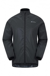 Mountain Warehouse Clothing Mountain Warehouse 360 Reflective Mens Jacket - Water Resistant Unisex Rain Jacket, Breathable, Front Pockets, Full Zip Rain Coat -Best for Cycling & Running Jet Black M