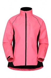 Mountain Warehouse Clothing Mountain Warehouse Adrenaline Womens Waterproof Jacket - Breathable Ladies Coat, Taped Seams, Reflective Trims Rain Jacket - for Cycling, Running Bright Pink 12