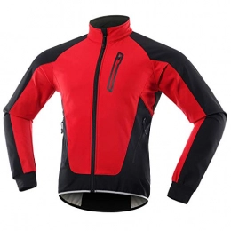 PDVCB Clothing PDVCB Men's Winter Fleece Cycling Jacket Winter Sports Mountain Riding Clothing Thermal Waterproof Breathable Reflective Red XXL