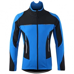 PDVCB Clothing PDVCB Warm cycling jacket, waterproof, breathable, reflective softshell pockets, winter bike jacket, for mountain bike in sports and leisure, cycling, outdoor skiing, blue, S