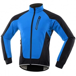 PDVCB Clothing PDVCB Winter Cycling Jacket, Waterproof, Breathable, Warm, Reflective, Softshell Pockets, Cut Cycling Jacket, for Mountain Bike in Sports and Leisure, Cycling, Outdoor Skiing, Colour Blue, L