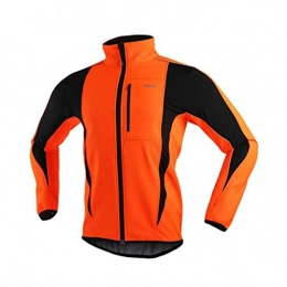 QJXSAN Clothing QJXSAN Breathable Warm Cycling Jersey Jacket Shirts, Long-sleeved Windproof with Back Pocket Mountain Bike Bicycle Men's Beginner Short top Jacket Riding (Color : Orange, Size : L)