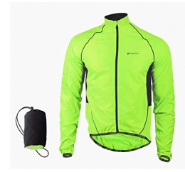 QJXSAN Clothing QJXSAN Cycling rain jacket bike long-sleeved windbreaker reflective strips cycling mountain bike men and women to send storage bags (Color : Green, Size : L)