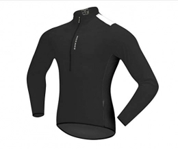 QJXSAN Clothing QJXSAN Men's Cycling Jacket Mountain Bike Jersey Half Open Zip Casual Long Sleeve Reflective Strip Solid Color Top Road Bike Suit (Color : Black, Size : M)