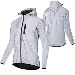  Clothing Reflective Cycling Jacket Mens, For All Season Breathable Mens Waterproof Cycling Jacket, Biker Outerwear Men Women, Reflective Running Jacket, Mountain Bike Road Bicycle Coat Outdo(Size:XXL, Color:Silver)