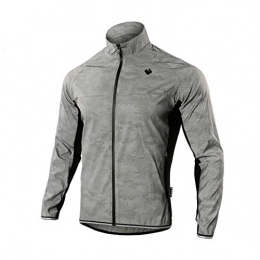 GYPING Clothing Reflective Mountain Bike Jackets, Men's Long Sleeve Cycling Clothing Windproof Waterproof Sports Softshell Coat, Grey-XS