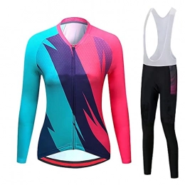 Smisan Clothing Road Bicycle Shirt Jerseys Suit for Women Long Sleeve Mountain Bike Jacket Outfit and Pants Cycling Clothes Set (Color : B, Size : M)