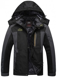 Sawadikaa Men's Outdoor Waterproof Mountain Fleece Plus Size Ski Jacket Raincoat Windbreaker Black XXXXXX-Large