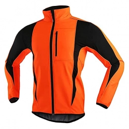 SFITVE Clothing SFITVE Cycling Jacket Mens Winter Waterproof Breathable, MTB Thermal Warm Up Running Jacket, Reflective Hi Vis Softshell Bike Jackets for Motorbike Riding Racing(Size:XL, Color:Orange)