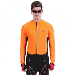 SHCOE Clothing SHCOE Cycling Jacket, Bike Jacket, MTB Bike Outwear, Water resistant Thermal Fleece Bike Outerwear, Running Biking Hiking, Orange, L