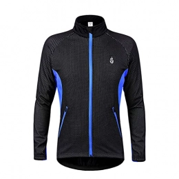 SHCOE Clothing SHCOE Cycling Jacket, MTB Bike Outwear, Cold Weather Workout Running Jacket, Windproof Water Resistant Thermal, Running Biking Hiking, Blue, L