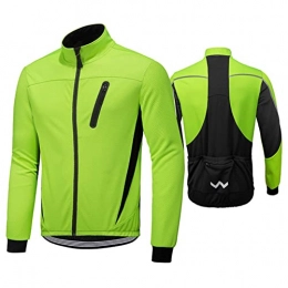 SHCOE Clothing SHCOE Men's Cycling Jacket, Water resistant Thermal Fleece Bike Outerwear, Thermal Mountain Bike, Windproof Water Resistant Thermal, Green, XXL