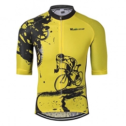 Shenshan Clothing Shenshan Cycling Jersey Men bike clothing bicycle jersey top MTB jersey short sleeve Summer Yellow Size M