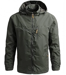 SKYWPOJU Men's Waterproof Hooded Jacket Casual Outdoor Mountaineering Windbreaker (Color : Green, Size : 3XL)