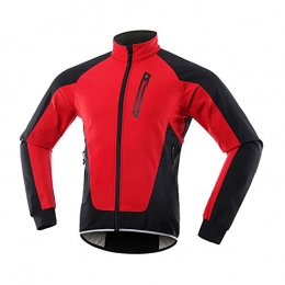 StepX Clothing StepX Winter Cycling Jacket Thermal Fleece Warm Up Bicycle Clothing Windproof Waterproof Soft shell Coat MTB Bike Jersey (Color:red, Size:XXL)