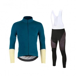 T-JMGP Clothing T-JMGP Couple Cycling Clothing，Cycling Suit Long-Sleeved Bib Suit, Mountain Bike Riding Jacket, Autumn And Winter Windproof Long-Sleeved Cycling Suit-Blue_L