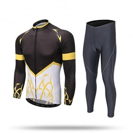 T-JMGP Clothing T-JMGP Men'S Cycling Bib Shorts, Cycling Jersey Suit, Long-Sleeved Mountain Bike Cycling Shirt / Top Jacket, Suitable For Men'S Winter Team Outdoor Sports-Yellow 1_M