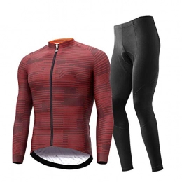 T-JMGP Clothing T-JMGP Windproof Long Sleeve Sports Jacket, Men'S Cycling Wear, Long-Sleeved Cycling Jersey Shirt, 3D Thick Cycling Pants, Mountain Bike Quick-Drying Cycling Wear Suit-Red_M