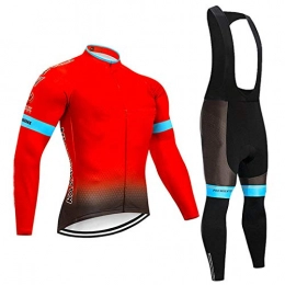 T-JMGP Clothing T-JMGP Windproof Long Sleeve Sports Jacket, Men'S Long-Sleeved Cycling Jacket + Cushion Rubber Cotton 5D Cycling Pants, Mountain Bike Clothing Cycling Clothing / Windbreaker-Red_Xl