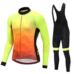 T-JMGP Clothing T-JMGP Windproof Long Sleeve Sports Jacket ，Men'S Long-Sleeved Cycling Jersey, Bib Shorts Gel Padded, Mountain Bike Breathable Cycling Clothing Bib-Green 2_M