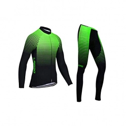 T-JMGP Clothing T-JMGP Windproof Long Sleeve Sports Jacket, Warm Winter Cycling Wear Suit, Men'S Mountain Bike Cycling Wear, With 3D Gel Bib Pants-Green 2_Xxl