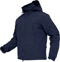 TACVASEN Clothing TACVASEN Winter Jacket Men Warm Softshell Jacket Skiing Snowboard Coat Hooded Army Jacket Blue Waterproof Fleece Windbreaker Navy