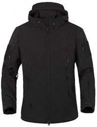 TACVASEN Clothing TACVASEN Winter Jacket Men Waterproof Warm Black Military Jacket Hooded Softshell Fleece Jacket with hood Airsoft Hiking Outdoor, UK S (Tag M), Black