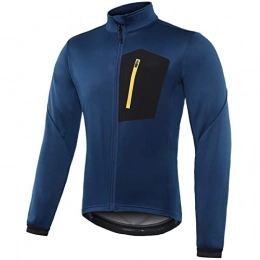 TDHLW Clothing TDHLW Waterproof Cycling Jacket Men's Winter Thermal Softshell Jackets Reflective Bike Coat MTB Breathable Outdoor Warm Fleece Running Outerwear Sportswear, Blue, L