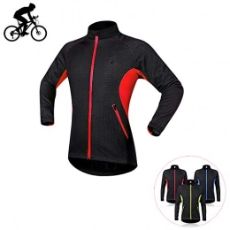 TZTED Clothing TZTED Cycling Jacket Men Windproof High Visibility Warm Thermal Long Sleeve Jacket MTB Mountain Bike Jacket, Red, L