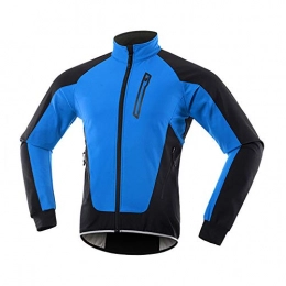 TZTED Clothing TZTED Mens Cycling Jersey Full Sleeve Thermal Cycling Jacket Waterproof Rain Coat Windproof Mountain Bike Jacket, Blue, L