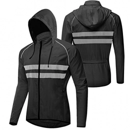  Clothing Ultralight Reflective Men's Cycling Jacket, Season Breathable Mens Waterproof Cycling Jacket Hooded, Cycling Rain Jacket, Running Jacket, Mountain Bike Road Bicycle Coat Outdoor Sports(Size:M, Color:Black)