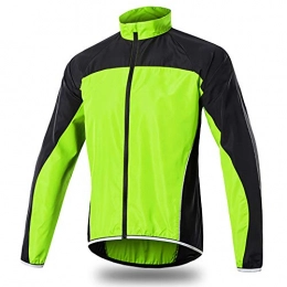 Pateacd Clothing Waterproof Cycling Jacket Men's with Breathable Mesh, High Visibility Mountain Bike Windbreaker Lightweight Quick-drying Men Women Windproof Running Coat, Green, XL