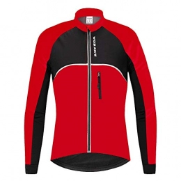 WBNCUAP Clothing WBNCUAP Autumn and winter cycling clothes windproof and warm mountain bike cycling clothes clip overcoming jacket (Color : Red, Size : L)