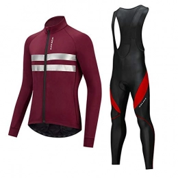 WBNCUAP Clothing WBNCUAP Mountain bike cycling jersey thermal fleece cycling jacket long-sleeved bib set (Color : 2, Size : XX-Large)