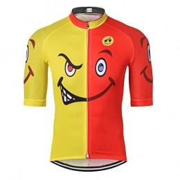 Weimostar Clothing weimostar Mountain Cycling Jersey Mens Bike Shirt Short Sleeve S-3XL, Breathable and Quick Dry, Red-Yellow Smiling face
