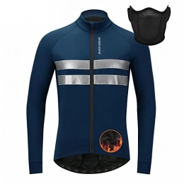 xiaoji Clothing Winter Cycling Clothes, Running Jackets Mens Reflective, Hidden Pull Pockets on Both Sides, Three Rear Pockets, Convenient for Storing Things, Suitable for Mountain Biking, Running, Etc. blue, 3XL
